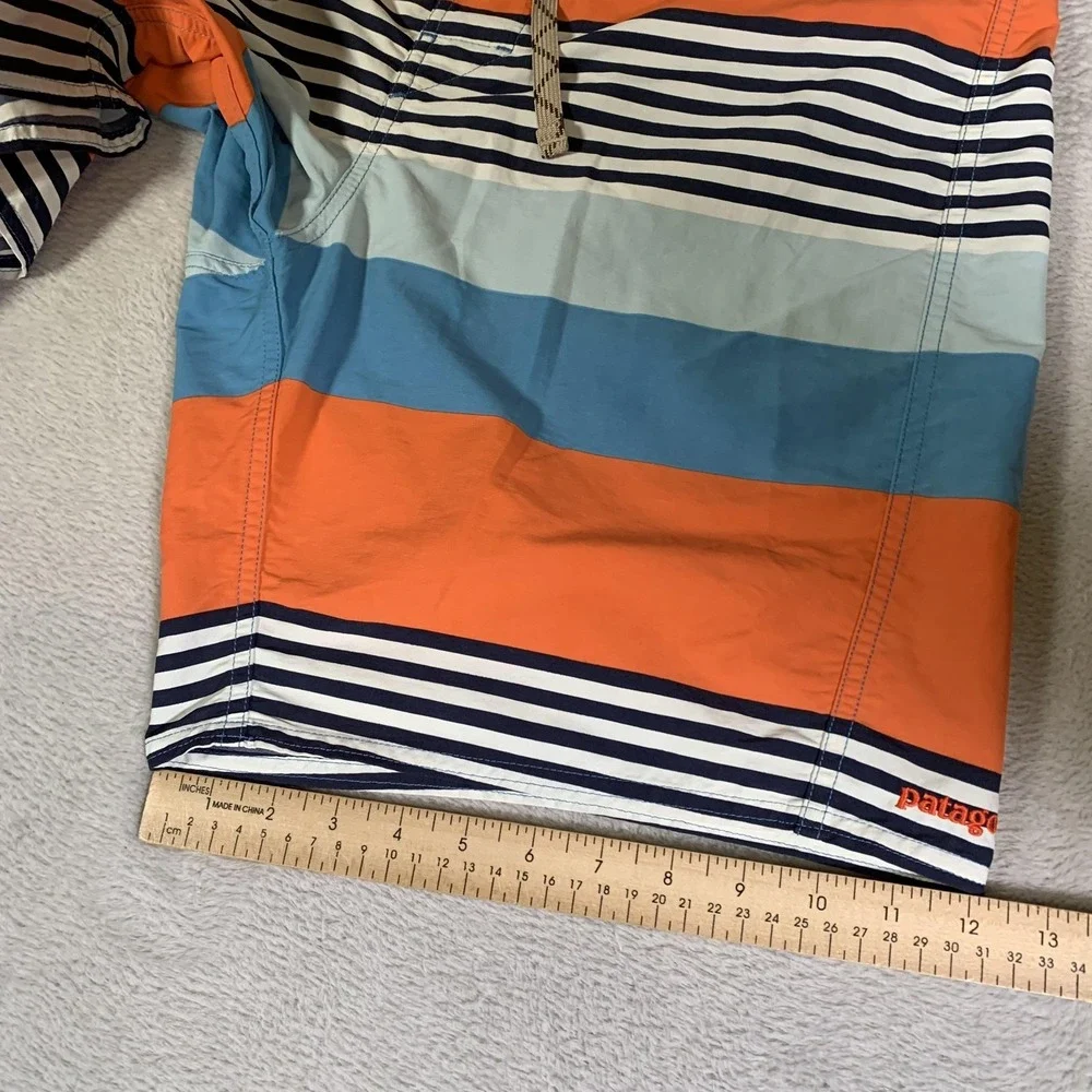 Patagonia Board Shorts Mens 36 Blue Orange Striped Swim‎ Trunks Quick Dry Surf
